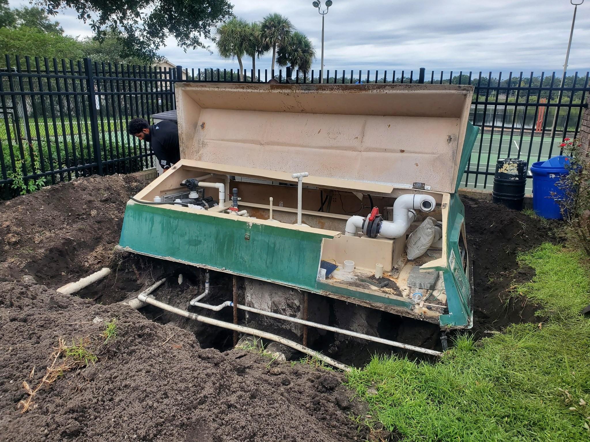Excavated AquaWorx equipment pack during commercial equipment replacement